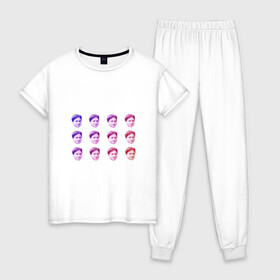 Женская пижама хлопок с принтом Kappa Twitch в Курске, 100% хлопок | брюки и футболка прямого кроя, без карманов, на брюках мягкая резинка на поясе и по низу штанин | kappa | memes | twitch.tv | каппа | красный | мемы | синий