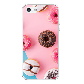 Чехол для iPhone 5/5S матовый с принтом пончики в Курске, Силикон | Область печати: задняя сторона чехла, без боковых панелей | candy | еда | конфеты | пончики | сладости