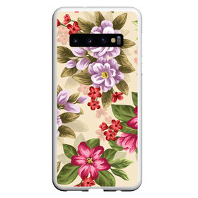 Чехол для Samsung Galaxy S10 с принтом Цветы в Курске, Силикон | Область печати: задняя сторона чехла, без боковых панелей | букет | георгин | гладиолус | нежный | пастель | роза | ромашка