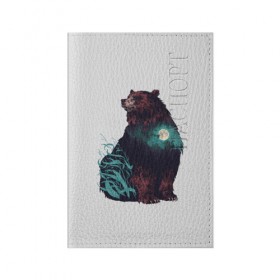 Обложка для паспорта матовая кожа с принтом Дух природы в Курске, натуральная матовая кожа | размер 19,3 х 13,7 см; прозрачные пластиковые крепления | Тематика изображения на принте: bear | pooh | win dooh | winnie | винни | дикий | зверь | медведь | пух | символ