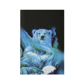Обложка для паспорта матовая кожа с принтом Мишка на Севере в Курске, натуральная матовая кожа | размер 19,3 х 13,7 см; прозрачные пластиковые крепления | Тематика изображения на принте: bear | pooh | win dooh | winnie | арктика | винни | дикий | зверь | медведь | пух | север | символ | снег