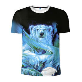 Мужская футболка 3D спортивная с принтом Мишка на Севере в Курске, 100% полиэстер с улучшенными характеристиками | приталенный силуэт, круглая горловина, широкие плечи, сужается к линии бедра | bear | pooh | win dooh | winnie | арктика | винни | дикий | зверь | медведь | пух | север | символ | снег