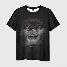 Мужская футболка 3D с принтом Горилла 3D в Курске, 100% полиэфир | прямой крой, круглый вырез горловины, длина до линии бедер | Тематика изображения на принте: горилла | животные | обезьянка