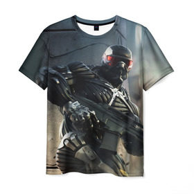Мужская футболка 3D с принтом Crysis в Курске, 100% полиэфир | прямой крой, круглый вырез горловины, длина до линии бедер | crysis | warhead | wars | гамма | инопланетян | кризис | лазер | наногранаты | нанокостюм | оружия | прицел | экзоскелет