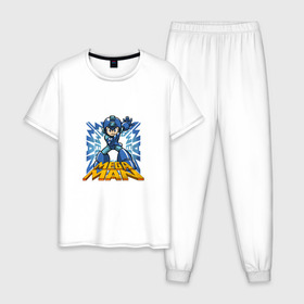 Мужская пижама хлопок с принтом Megaman в Курске, 100% хлопок | брюки и футболка прямого кроя, без карманов, на брюках мягкая резинка на поясе и по низу штанин
 | 