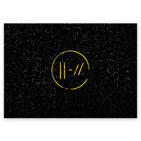 Поздравительная открытка с принтом TOP BLACK SPACE в Курске, 100% бумага | плотность бумаги 280 г/м2, матовая, на обратной стороне линовка и место для марки
 | 21 pilots | 21p | music | rock | top | trench | twenty one pilots | группа | музыка | рок