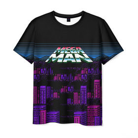 Мужская футболка 3D с принтом Megaman city в Курске, 100% полиэфир | прямой крой, круглый вырез горловины, длина до линии бедер | maga man | megaman
