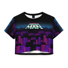 Женская футболка 3D укороченная с принтом Megaman city в Курске, 100% полиэстер | круглая горловина, длина футболки до линии талии, рукава с отворотами | Тематика изображения на принте: maga man | megaman
