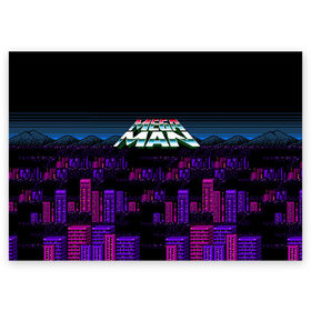 Поздравительная открытка с принтом Megaman city в Курске, 100% бумага | плотность бумаги 280 г/м2, матовая, на обратной стороне линовка и место для марки
 | maga man | megaman