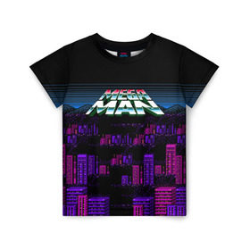 Детская футболка 3D с принтом Megaman city в Курске, 100% гипоаллергенный полиэфир | прямой крой, круглый вырез горловины, длина до линии бедер, чуть спущенное плечо, ткань немного тянется | maga man | megaman