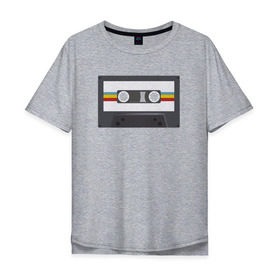 Мужская футболка хлопок Oversize с принтом Компакт-кассета в Курске, 100% хлопок | свободный крой, круглый ворот, “спинка” длиннее передней части | 90 е | арт | аудиокассета | дизайн | компакт кассета | магнитола | музыка | ретро