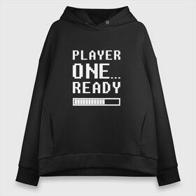 Женское худи Oversize хлопок с принтом Ready Player One в Курске, френч-терри — 70% хлопок, 30% полиэстер. Мягкий теплый начес внутри —100% хлопок | боковые карманы, эластичные манжеты и нижняя кромка, капюшон на магнитной кнопке | ready player one | steven spielberg | первому игроку приготовиться | стивен спилберг