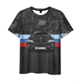 Мужская футболка 3D с принтом BMW X5 в Курске, 100% полиэфир | прямой крой, круглый вырез горловины, длина до линии бедер | bmw | bmw x5 | x5 | автомобиль | бмв | бмв х5 | бмвешка | бэха | машина | тачка | х5