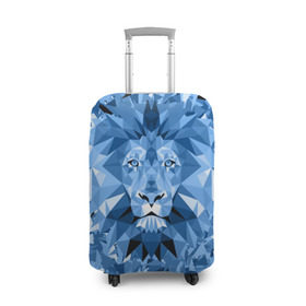 Чехол для чемодана 3D с принтом Сине-бело-голубой лев в Курске, 86% полиэфир, 14% спандекс | двустороннее нанесение принта, прорези для ручек и колес | fczp | spb | zenit | белый | геометрия | зенит | питер | санкт петербург | синий | спб | треугольники