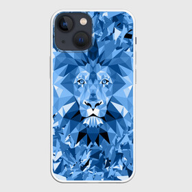 Чехол для iPhone 13 mini с принтом Сине бело голубой лев в Курске,  |  | Тематика изображения на принте: fczp | spb | zenit | белый | геометрия | зенит | питер | санкт петербург | синий | спб | треугольники
