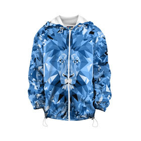 Детская куртка 3D с принтом Сине-бело-голубой лев в Курске, 100% полиэстер | застежка — молния, подол и капюшон оформлены резинкой с фиксаторами, по бокам — два кармана без застежек, один потайной карман на груди, плотность верхнего слоя — 90 г/м2; плотность флисового подклада — 260 г/м2 | Тематика изображения на принте: fczp | spb | zenit | белый | геометрия | зенит | питер | санкт петербург | синий | спб | треугольники