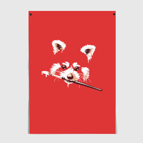 Постер с принтом Красная панда в Курске, 100% бумага
 | бумага, плотность 150 мг. Матовая, но за счет высокого коэффициента гладкости имеет небольшой блеск и дает на свету блики, но в отличии от глянцевой бумаги не покрыта лаком | енот | кисть | лиса | малая панда | художник