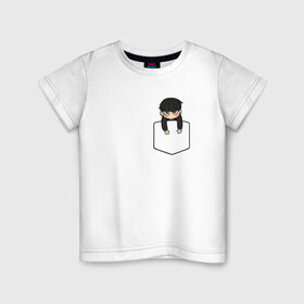 Детская футболка хлопок с принтом Моб в кармане в Курске, 100% хлопок | круглый вырез горловины, полуприлегающий силуэт, длина до линии бедер | Тематика изображения на принте: anime | mob psycho 100 | shigeo kageyama | аниме | моб психо 100