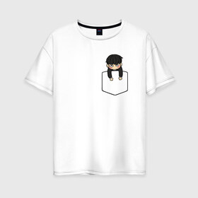 Женская футболка хлопок Oversize с принтом Моб в кармане в Курске, 100% хлопок | свободный крой, круглый ворот, спущенный рукав, длина до линии бедер
 | anime | mob psycho 100 | shigeo kageyama | аниме | моб психо 100