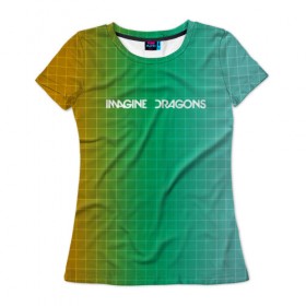 Женская футболка 3D с принтом IMAGINE DRAGONS в Курске, 100% полиэфир ( синтетическое хлопкоподобное полотно) | прямой крой, круглый вырез горловины, длина до линии бедер | 