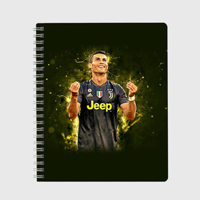 Тетрадь с принтом RONALDO JUVE SPORT в Курске, 100% бумага | 48 листов, плотность листов — 60 г/м2, плотность картонной обложки — 250 г/м2. Листы скреплены сбоку удобной пружинной спиралью. Уголки страниц и обложки скругленные. Цвет линий — светло-серый
 | cr7 | fc | football | football club | juve | juventus | ronaldo | sport | роналдо | спорт | спортивные | униформа | фирменные цвета | фк | футбол | футбольный клуб | ювентус