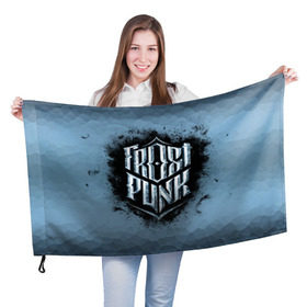 Флаг 3D с принтом Frostpunk Logo в Курске, 100% полиэстер | плотность ткани — 95 г/м2, размер — 67 х 109 см. Принт наносится с одной стороны | frost punk | frostpunk | фрост панк | фростпанк