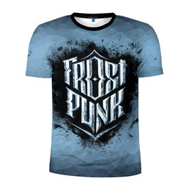 Мужская футболка 3D спортивная с принтом Frostpunk Logo в Курске, 100% полиэстер с улучшенными характеристиками | приталенный силуэт, круглая горловина, широкие плечи, сужается к линии бедра | frost punk | frostpunk | фрост панк | фростпанк