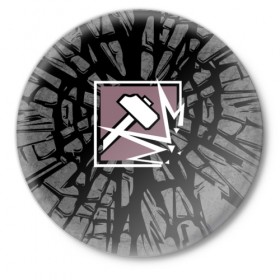 Значок с принтом R6S SLEDGE в Курске,  металл | круглая форма, металлическая застежка в виде булавки | 6 | cybersport | esport | logo | pro league | rainbow | rainbow six siege | six | sledge | team | киберспорт | лого | радуга осада