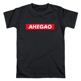 Мужская футболка хлопок с принтом Ahegao в Курске, 100% хлопок | прямой крой, круглый вырез горловины, длина до линии бедер, слегка спущенное плечо. | Тематика изображения на принте: ahegao | anime | аниме | ахегао