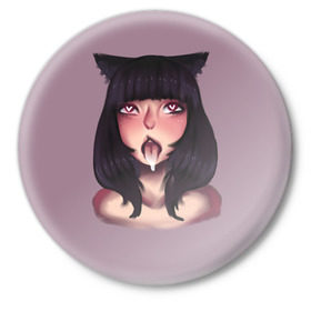 Значок с принтом Kitty в Курске,  металл | круглая форма, металлическая застежка в виде булавки | ahegao | anime | аниме | ахегао