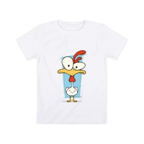 Детская футболка хлопок с принтом Петух в Курске, 100% хлопок | круглый вырез горловины, полуприлегающий силуэт, длина до линии бедер | курица | курочка | мультяшная | мультяшный | петушок | птица