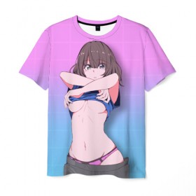 Мужская футболка 3D с принтом anime girl в Курске, 100% полиэфир | прямой крой, круглый вырез горловины, длина до линии бедер | anime | girl | аниме | девочка