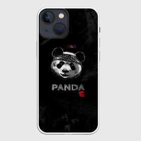 Чехол для iPhone 13 mini с принтом Cygo   panda E в Курске,  |  | cygo | panda e | rap | бандана | гепард | голова | леонид вакальчук | медведь | мы бежим с тобой как будто от гепарда | надпись | панда е | реп | репер | рэп | рэпер | сайго | суго | цуго