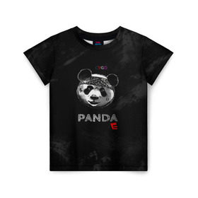 Детская футболка 3D с принтом Cygo - panda E в Курске, 100% гипоаллергенный полиэфир | прямой крой, круглый вырез горловины, длина до линии бедер, чуть спущенное плечо, ткань немного тянется | cygo | panda e | rap | бандана | гепард | голова | леонид вакальчук | медведь | мы бежим с тобой как будто от гепарда | надпись | панда е | реп | репер | рэп | рэпер | сайго | суго | цуго
