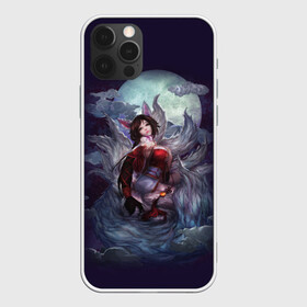 Чехол для iPhone 12 Pro с принтом Ahri (the Nine-Tailed Fox) в Курске, силикон | область печати: задняя сторона чехла, без боковых панелей | Тематика изображения на принте: league | legends | lol | девушка | лига легенд | лис | лиса | луна | магия | ночь | тучи | шатенка