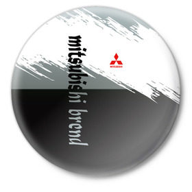Значок с принтом Mitsubishi brend: Надпись в Курске,  металл | круглая форма, металлическая застежка в виде булавки | Тематика изображения на принте: 