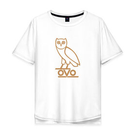 Мужская футболка хлопок Oversize с принтом OVO owl в Курске, 100% хлопок | свободный крой, круглый ворот, “спинка” длиннее передней части | Тематика изображения на принте: drake | hotlinebling | more life | ovo | sixgod | дрейк