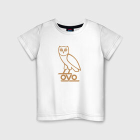 Детская футболка хлопок с принтом OVO owl в Курске, 100% хлопок | круглый вырез горловины, полуприлегающий силуэт, длина до линии бедер | drake | hotlinebling | more life | ovo | sixgod | дрейк