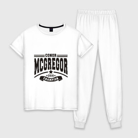 Женская пижама хлопок с принтом Conor McGregor в Курске, 100% хлопок | брюки и футболка прямого кроя, без карманов, на брюках мягкая резинка на поясе и по низу штанин | conor | mcgregor | mma | ufc | конор | макгрегор