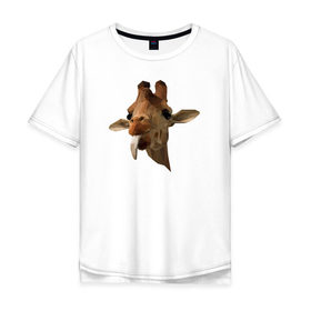 Мужская футболка хлопок Oversize с принтом LowPoly Жираф в Курске, 100% хлопок | свободный крой, круглый ворот, “спинка” длиннее передней части | giraff | lowpoly | lowpolygon | жираф | лоуполи