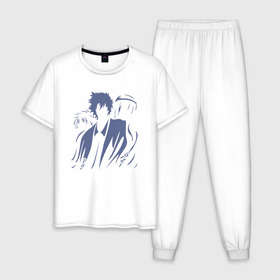 Мужская пижама хлопок с принтом Gin Group в Курске, 100% хлопок | брюки и футболка прямого кроя, без карманов, на брюках мягкая резинка на поясе и по низу штанин
 | anime | gin tama | gintama | аниме | гинтама