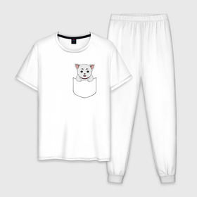 Мужская пижама хлопок с принтом Sadaharu Pocket в Курске, 100% хлопок | брюки и футболка прямого кроя, без карманов, на брюках мягкая резинка на поясе и по низу штанин
 | Тематика изображения на принте: anime | gin tama | gintama | аниме | гинтама