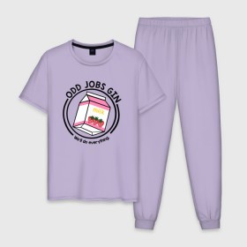 Мужская пижама хлопок с принтом Strawberry Milk Odd Jobs Gin в Курске, 100% хлопок | брюки и футболка прямого кроя, без карманов, на брюках мягкая резинка на поясе и по низу штанин
 | anime | gin tama | gintama | аниме | гинтама