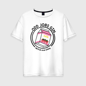 Женская футболка хлопок Oversize с принтом Strawberry Milk Odd Jobs Gin в Курске, 100% хлопок | свободный крой, круглый ворот, спущенный рукав, длина до линии бедер
 | anime | gin tama | gintama | аниме | гинтама