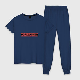 Женская пижама хлопок с принтом #Gallagher в Курске, 100% хлопок | брюки и футболка прямого кроя, без карманов, на брюках мягкая резинка на поясе и по низу штанин | gallagher | shameless | бесстыжие | галлагер
