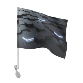 Флаг для автомобиля с принтом НАНО СОТЫ в Курске, 100% полиэстер | Размер: 30*21 см | Тематика изображения на принте: abstract | abstraction | comb | texture | абстракция | бронь | соты | стальные соты | текстуры