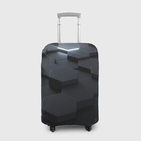 Чехол для чемодана 3D с принтом НАНО СОТЫ в Курске, 86% полиэфир, 14% спандекс | двустороннее нанесение принта, прорези для ручек и колес | abstract | abstraction | comb | texture | абстракция | бронь | соты | стальные соты | текстуры