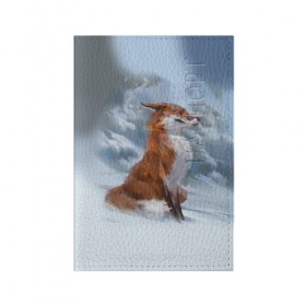 Обложка для паспорта матовая кожа с принтом Гордый лис в Курске, натуральная матовая кожа | размер 19,3 х 13,7 см; прозрачные пластиковые крепления | белый | зима | лес | лис | лиса | мех | оранжевый | охотник | природа | снег | хитрый