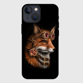 Чехол для iPhone 13 mini с принтом КОРОЛЕВСКИЙ ЛИС | KING FOX в Курске,  |  | Тематика изображения на принте: белый | золото | лис | лиса | мех | оранжевый | охотник | очки | ремень | хитрый