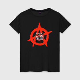 Женская футболка хлопок с принтом Монгол Шуудан в Курске, 100% хлопок | прямой крой, круглый вырез горловины, длина до линии бедер, слегка спущенное плечо | монгол шуудан анархия анархо рок рок панк